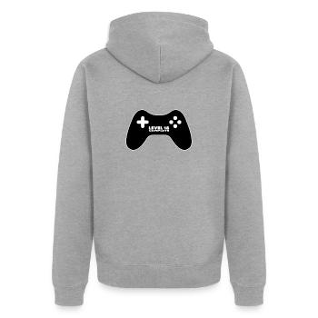 Level 18 Komplett - Gamepad - Spieler - Unisex Premium Bio Zip Hoodie - Grau meliert - Hinten - Nico (187cm)