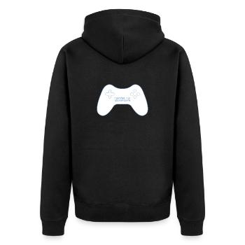 Level 18 Komplettes neonblaues GamePad - Unisex Premium Bio Zip Hoodie - Schwarz - Hinten - Nico (187cm)
