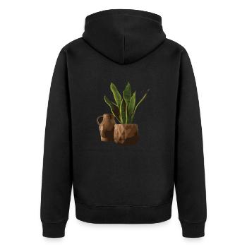 Plant Deko O' Plenty - Unisex Premium Bio Zip Hoodie - Schwarz - Hinten - Nico (187cm)