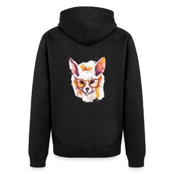 Alo der Fennek - Unisex Premium Bio Zip Hoodie - Schwarz - Hinten - Nico (187cm)