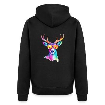 Zazo the Deer - Unisex Premium Organic Zip Hoodie - black - Back - Nico (187cm)