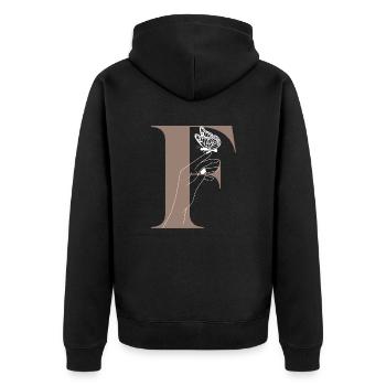 letter f magic butterfly - Unisex Premium Organic Zip Hoodie - black - Back - Nico (187cm)
