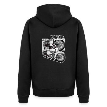 Star (weiß) // Illustration - Unisex Premium Bio Zip Hoodie - Schwarz - Hinten - Nico (187cm)