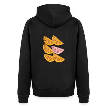 orangen schnitze 6fach - Unisex Premium Bio Zip Hoodie - Schwarz - Hinten - Nico (187cm)