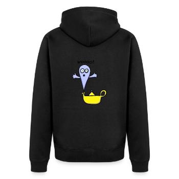 Jinn - Unisex Premium Organic Zip Hoodie - black - Back - Nico (187cm)
