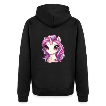 Einhorn - Unisex Premium Bio Zip Hoodie - Schwarz - Hinten - Nico (187cm)