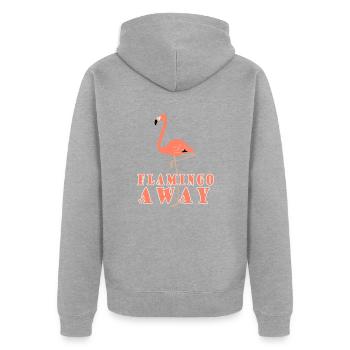 Flamant rose loin - Veste à capuche bio Premium Unisexe - gris chiné - Dos - Nico (187cm)