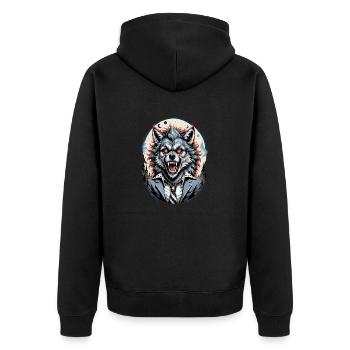LOUP GAROU en costume 1 - Veste à capuche bio Premium Unisexe - noir - Dos - Nico (187cm)