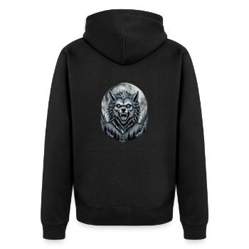 WERWOLF Teenager 5 - Unisex Premium Bio Zip Hoodie - Schwarz - Hinten - Nico (187cm)