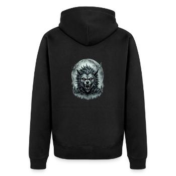 WERWOLF Teenager 6 - Unisex Premium Bio Zip Hoodie - Schwarz - Hinten - Nico (187cm)