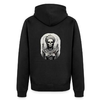 Portrait of a mummy 3 - Unisex Premium Organic Zip Hoodie - black - Back - Nico (187cm)