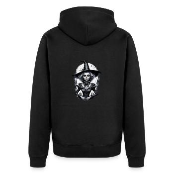 Klassische Hexe 11 - Unisex Premium Bio Zip Hoodie - Schwarz - Hinten - Nico (187cm)