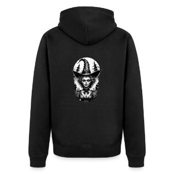 Klassische Hexe 17 - Unisex Premium Bio Zip Hoodie - Schwarz - Hinten - Nico (187cm)