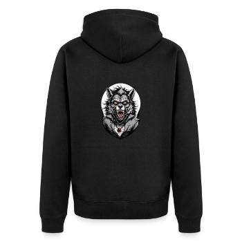 LOUP GAROU costume 11 - Veste à capuche bio Premium Unisexe - noir - Dos - Nico (187cm)
