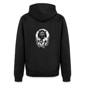 WERWOLF Teenager 11 - Unisex Premium Bio Zip Hoodie - Schwarz - Hinten - Nico (187cm)