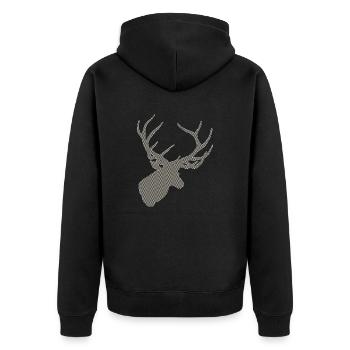 Hirsch mit Muster - Unisex Premium Bio Zip Hoodie - Schwarz - Hinten - Nico (187cm)