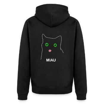 Katze Miau - Unisex Premium Bio Zip Hoodie - Schwarz - Hinten - Nico (187cm)