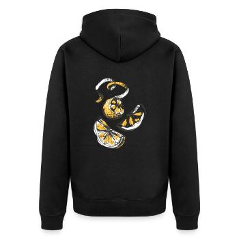 Lemon - Unisex Premium Bio Zip Hoodie - Schwarz - Hinten - Nico (187cm)