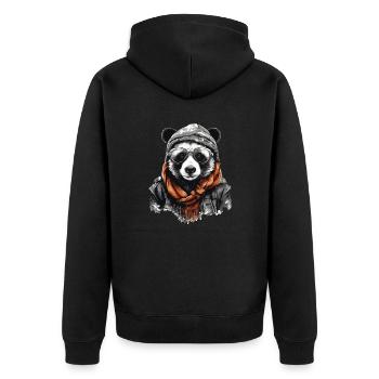 Cool Panda with Glasses & Hat Panda Bear T-Shirt - Unisex Premium Organic Zip Hoodie - black - Back - Nico (187cm)
