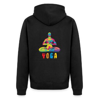 Yoga / Namaste / Zen - Unisex Premium Organic Zip Hoodie - black - Back - Nico (187cm)