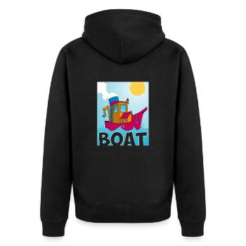 Buntes Bild eines lustigen Schleppers - Unisex Premium Bio Zip Hoodie - Schwarz - Hinten - Nico (187cm)