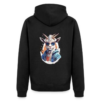 Chèvre avec lunettes de soleil - Veste à capuche bio Premium Unisexe - noir - Dos - Nico (187cm)