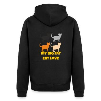 My Big Fat Catlove - Unisex Premium Organic Zip Hoodie - black - Back - Nico (187cm)