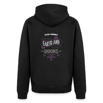 funny quote cool alien spacecraft ancient egyptian - Unisex Premium Bio Zip Hoodie - Schwarz - Hinten - Nico (187cm)