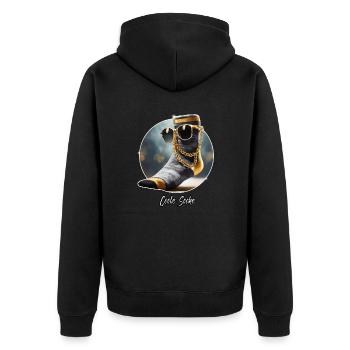 Pun ambiguous german expression – Coole Socke - Unisex Premium Organic Zip Hoodie - black - Back - Nico (187cm)
