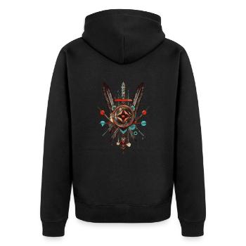Traumfänger - Unisex Premium Bio Zip Hoodie - Schwarz - Hinten - Nico (187cm)