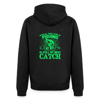 fisch, fisch, angeln, see, meer, angeln, fauna, exotisch - Unisex Premium Bio Zip Hoodie - Schwarz - Hinten - Nico (187cm)
