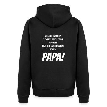 Die wichtigsten sagen Papa I Kinder Geschenk - Unisex Premium Bio Zip Hoodie - Schwarz - Hinten - Nico (187cm)