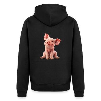 Ferkel sind wie auch der Mensch, Allesfresser - Unisex Premium Bio Zip Hoodie - Schwarz - Hinten - Nico (187cm)