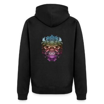 Fantasy Drache Anime Drachenkopf Mythisches Reptil - Unisex Premium Bio Zip Hoodie - Schwarz - Hinten - Nico (187cm)