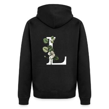lettre l botanique vert - Veste à capuche bio Premium Unisexe - noir - Dos - Nico (187cm)
