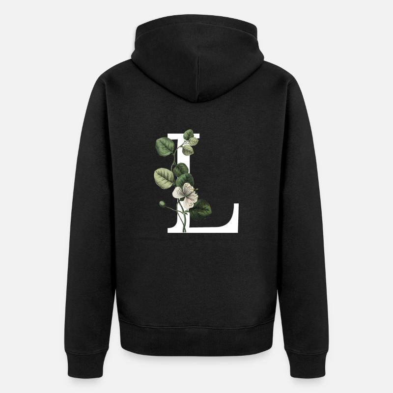 lettre l botanique vert - Veste à capuche bio Premium Unisexe - noir