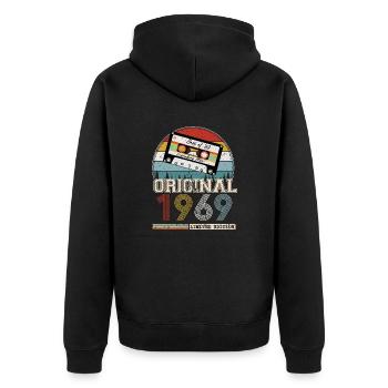 Jahrgang 1969 Geschenk zum 55-jährigen Jubiläum - Unisex Premium Bio Zip Hoodie - Schwarz - Hinten - Nico (187cm)