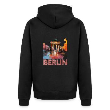 Berlin Porte de Brandebourg Pop Art - Veste à capuche bio Premium Unisexe - noir - Dos - Nico (187cm)