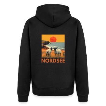 Nordsee Schafe Norddeutschland Niedersachsen - Unisex Premium Bio Zip Hoodie - Schwarz - Hinten - Nico (187cm)