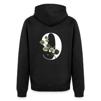 Nummer 9 Blumengrün -9. Blumengeburtstag - Unisex Premium Bio Zip Hoodie - Schwarz - Hinten - Nico (187cm)