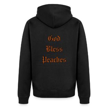 GodBlessPeaches - Unisex Premium Organic Zip Hoodie - black - Back - Nico (187cm)