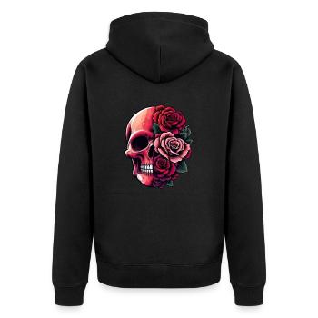 Skull and Bouquet - Unisex Premium Organic Zip Hoodie - black - Back - Nico (187cm)