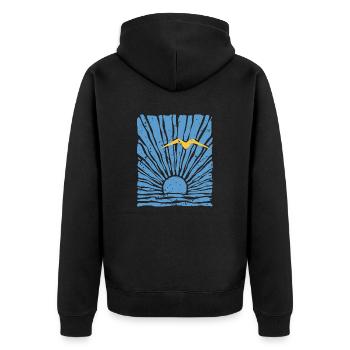 Sonne - Unisex Premium Bio Zip Hoodie - Schwarz - Hinten - Nico (187cm)