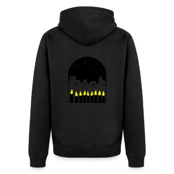 Candles at night - Unisex Premium Organic Zip Hoodie - black - Back - Nico (187cm)