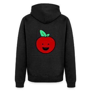 Apfel smile - Unisex Premium Bio Zip Hoodie - Schwarz - Hinten - Nico (187cm)