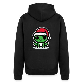 Christmas Frog Frog - Unisex Premium Organic Zip Hoodie - black - Back - Nico (187cm)