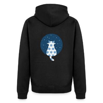 Chat regardant les flocons de neige - Veste à capuche bio Premium Unisexe - noir - Dos - Nico (187cm)