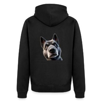 Hund Kopf 2 - Unisex Premium Bio Zip Hoodie - Schwarz - Hinten - Nico (187cm)