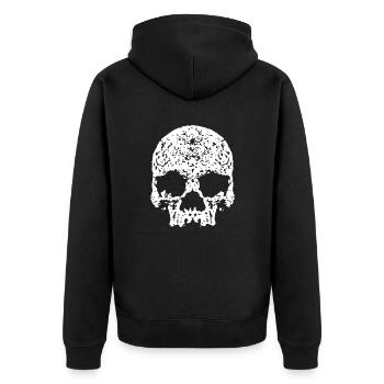Totenkopf / Skull - Unisex Premium Bio Zip Hoodie - Schwarz - Hinten - Nico (187cm)