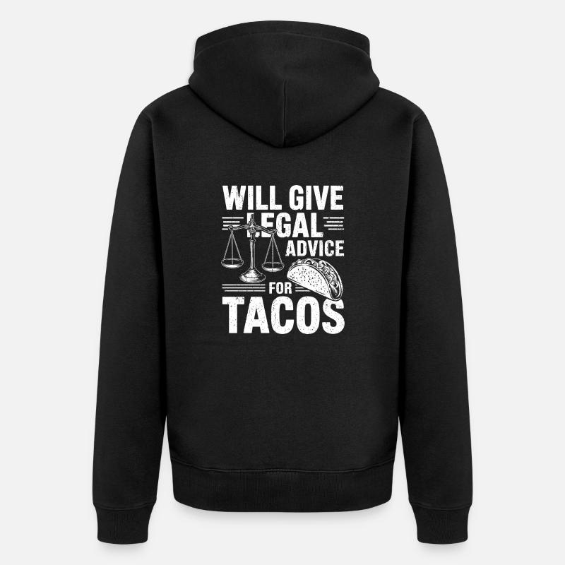 Tacos vs conseils juridiques - Veste à capuche bio Premium Unisexe - noir